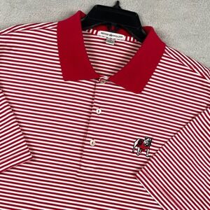Peter Millar Polo Shirt Mens XL Red Striped Cotton UGA Georgia Bulldogs Golf